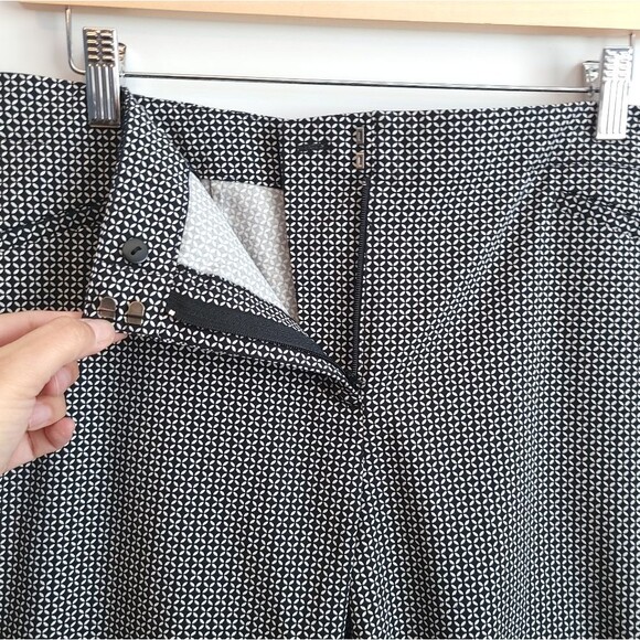 J Jill Crop Pants Preppy Acadamia Geometric Print Black White Stretchy - Picture 6 of 15